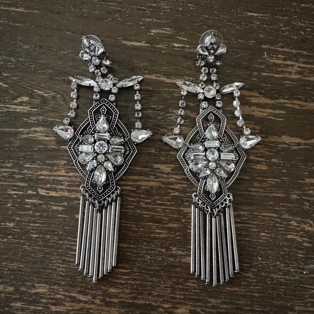 Elegant Silver Crystal Chandelier earrings
